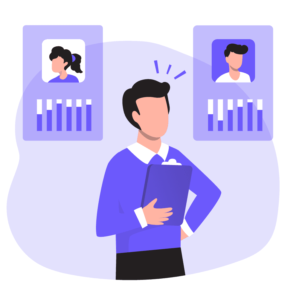 Educator reviewing performance dashboards, symbolizing predictive analytics